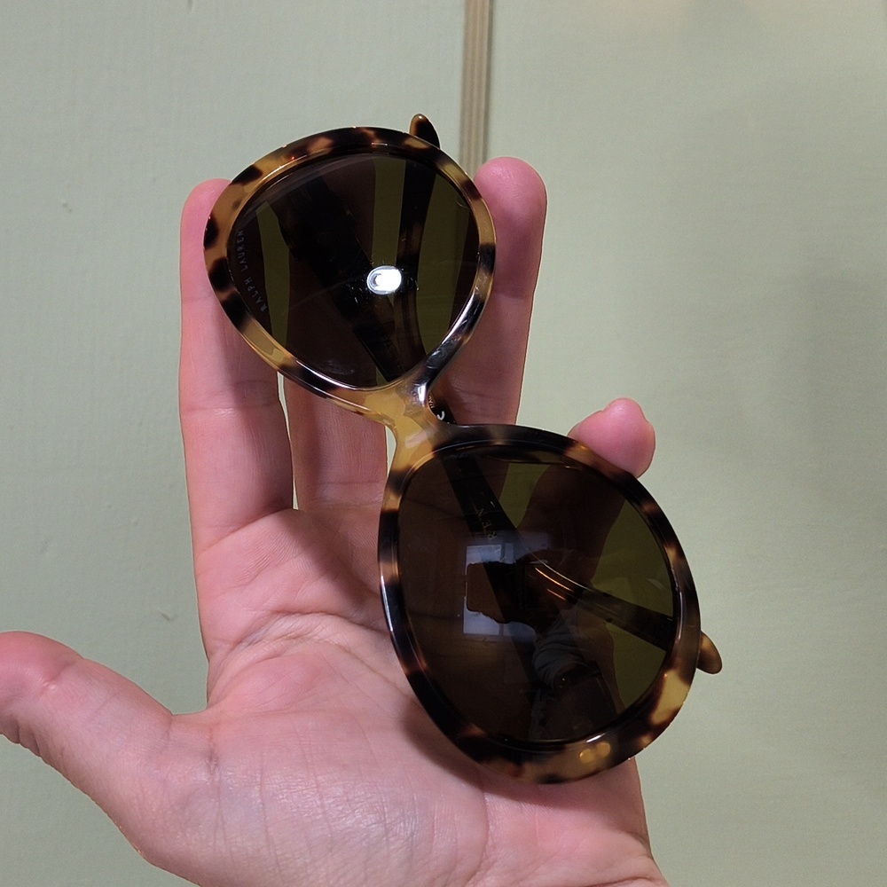 Women's Ralph Lauren Tortoise Shell Gold Sunglasses with Case & Clean